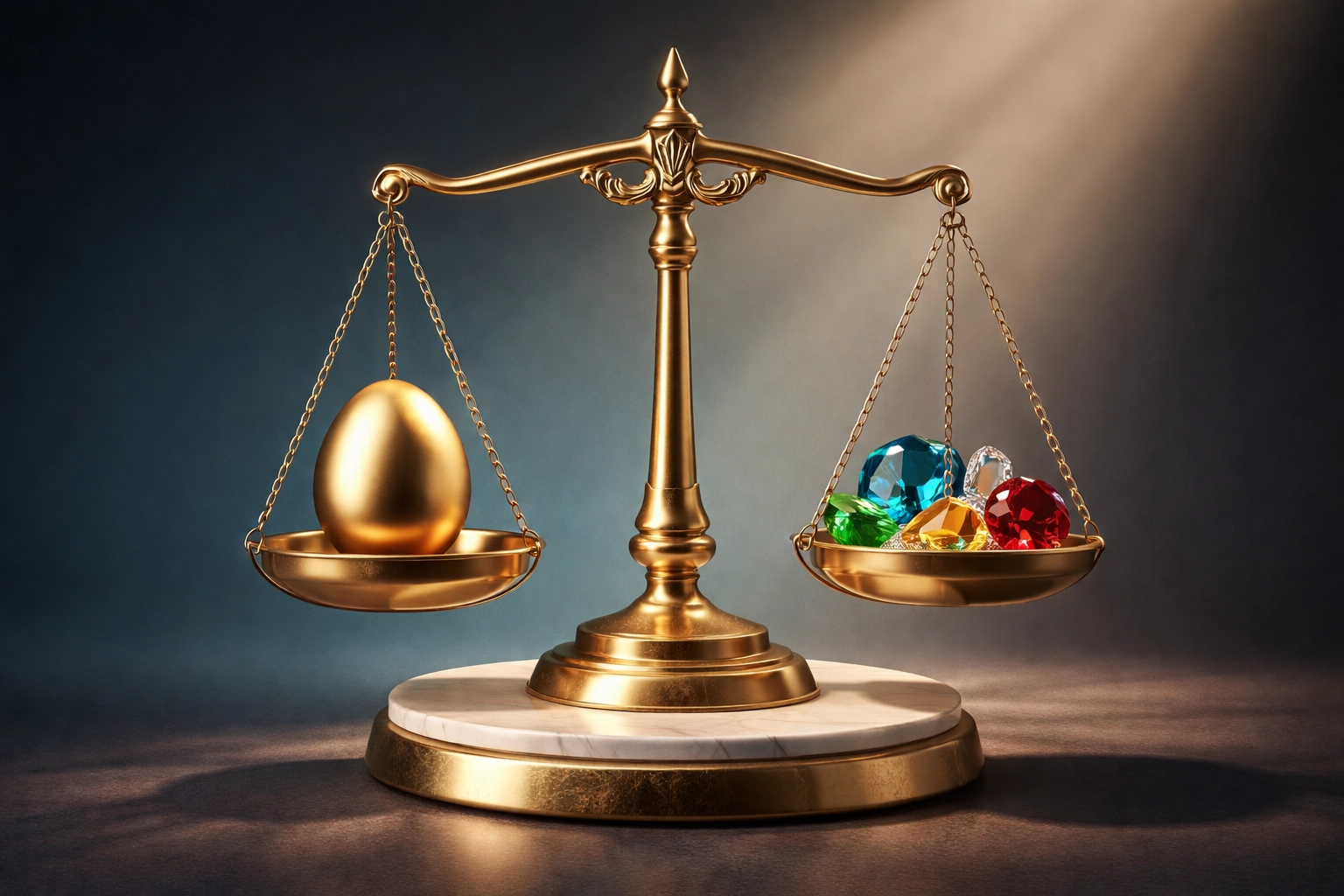 Balance scale symbolizing portfolio diversification and risk management in private equity investing