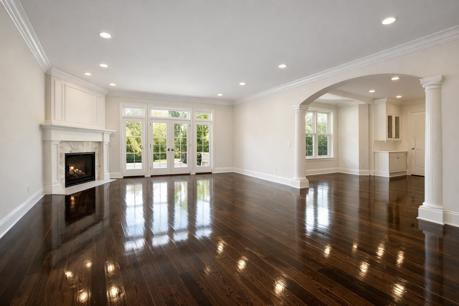 Pristine living room ready for move-in following a professional house cleaning service in Burlington.