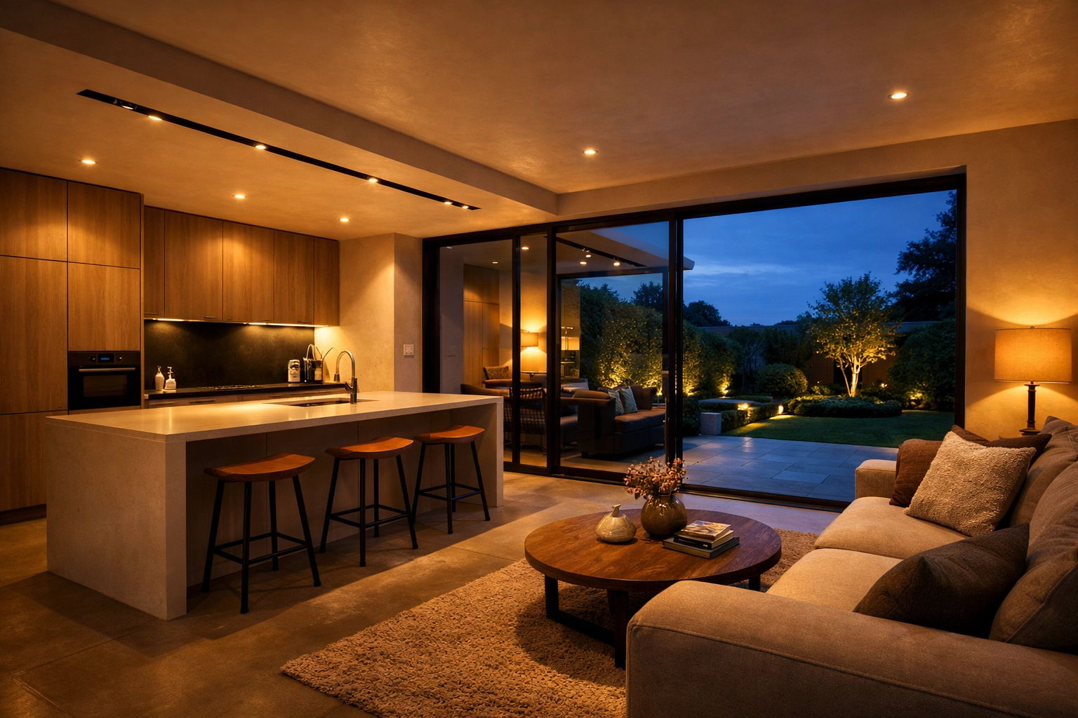 Interior of a modern home extension showing high-quality craftsmanship and open-plan living.