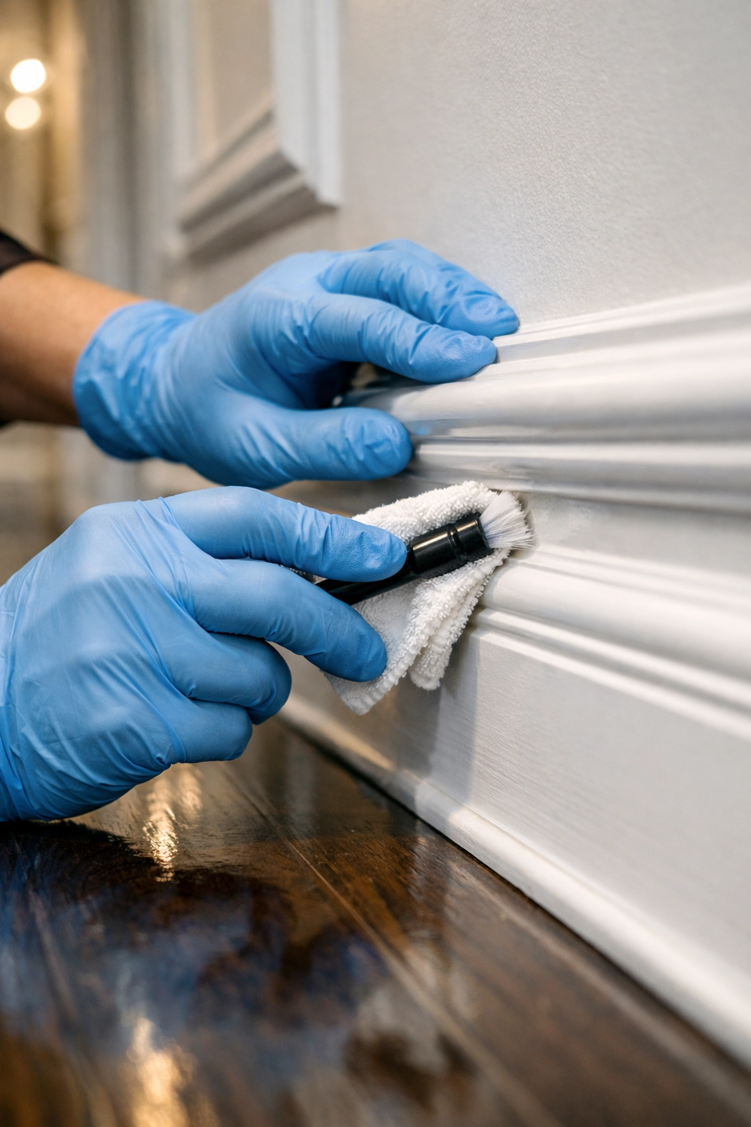 Detailed cleaning of home baseboards by professional cleaners during deep cleaning in Easton.