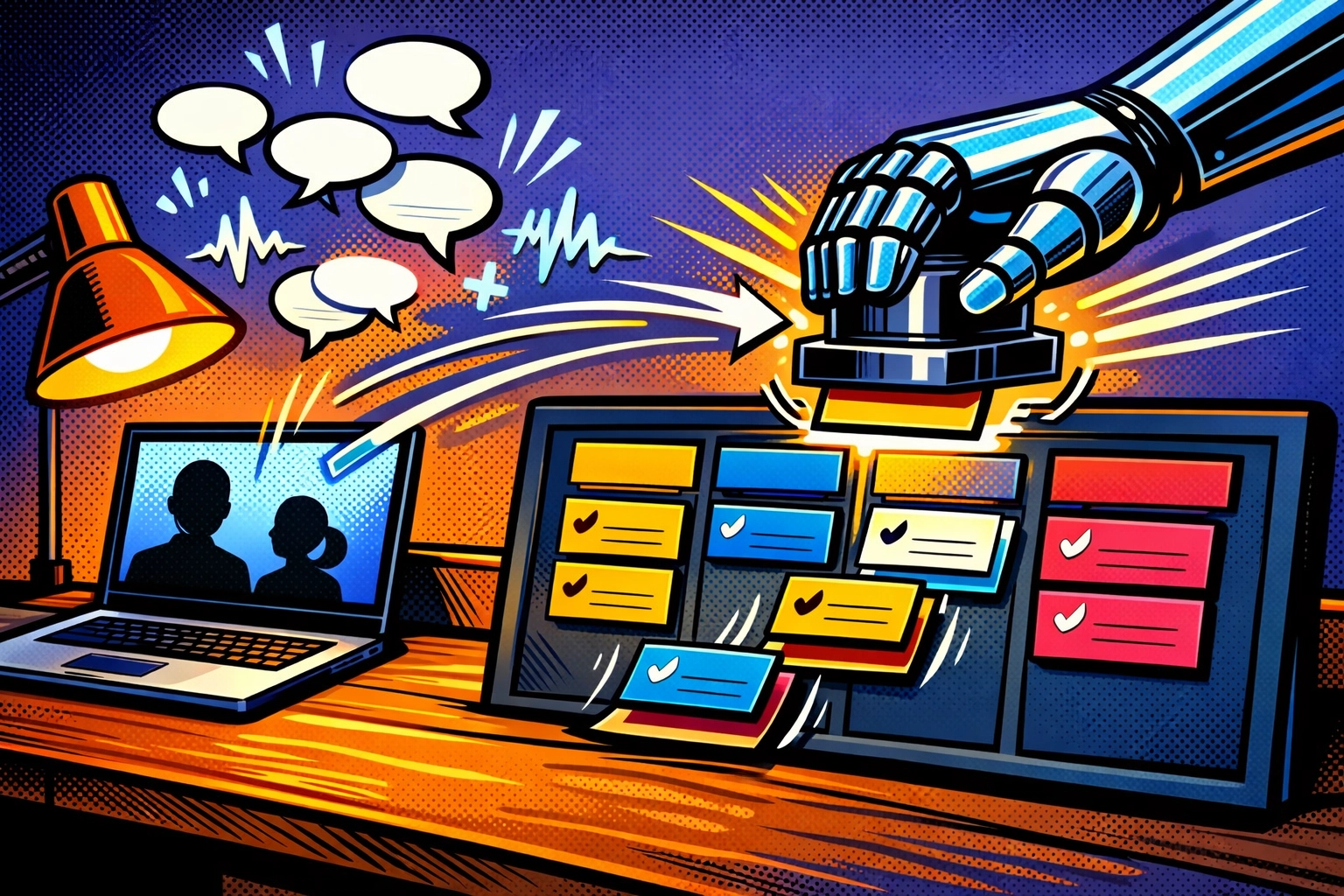 Automate customer support with AI by extracting meeting action items into a clean project task board.