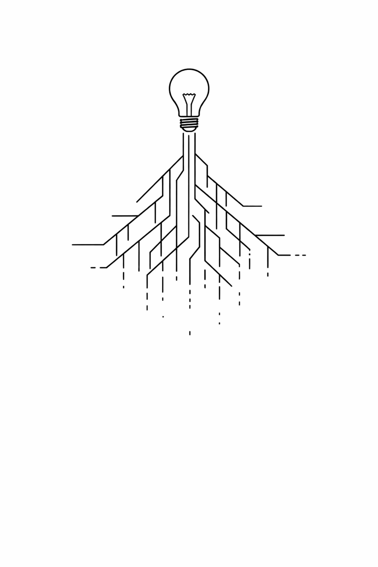 Ideas without execution: lightbulb with broken connections representing failed implementation
