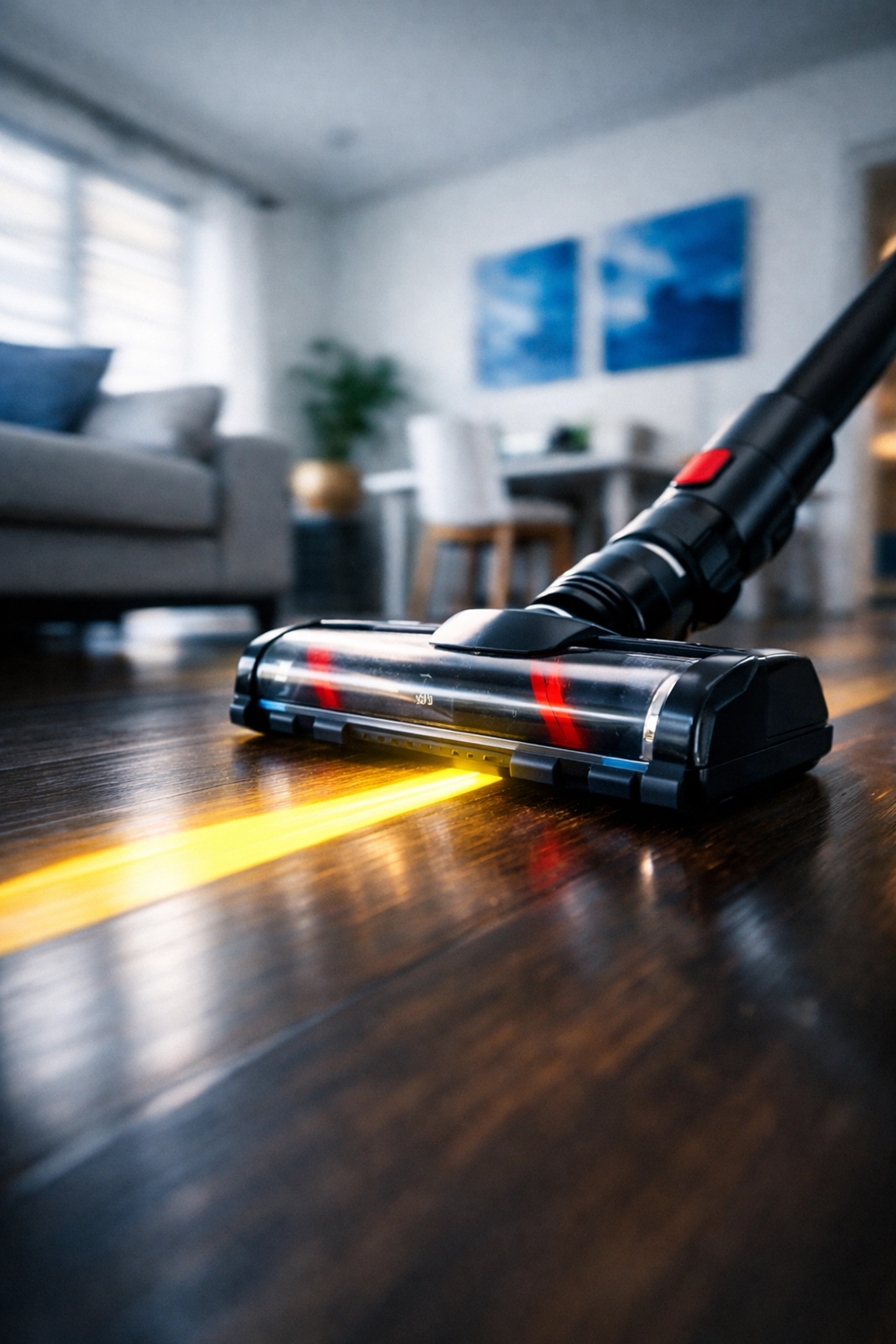 Vacuuming hardwood floors during a professional Apartment Cleaning Massachusetts visit in Cambridge.