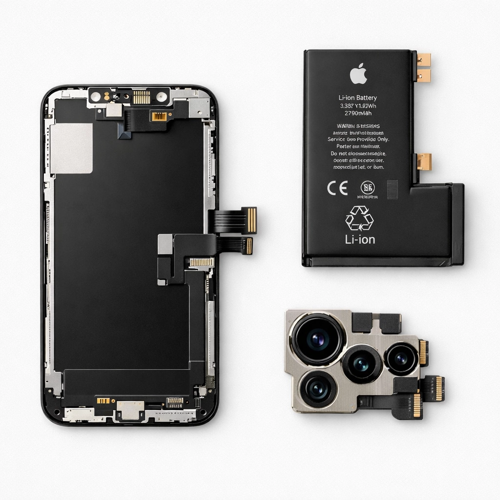 Genuine Apple iPhone replacement parts: screen, battery, and camera module