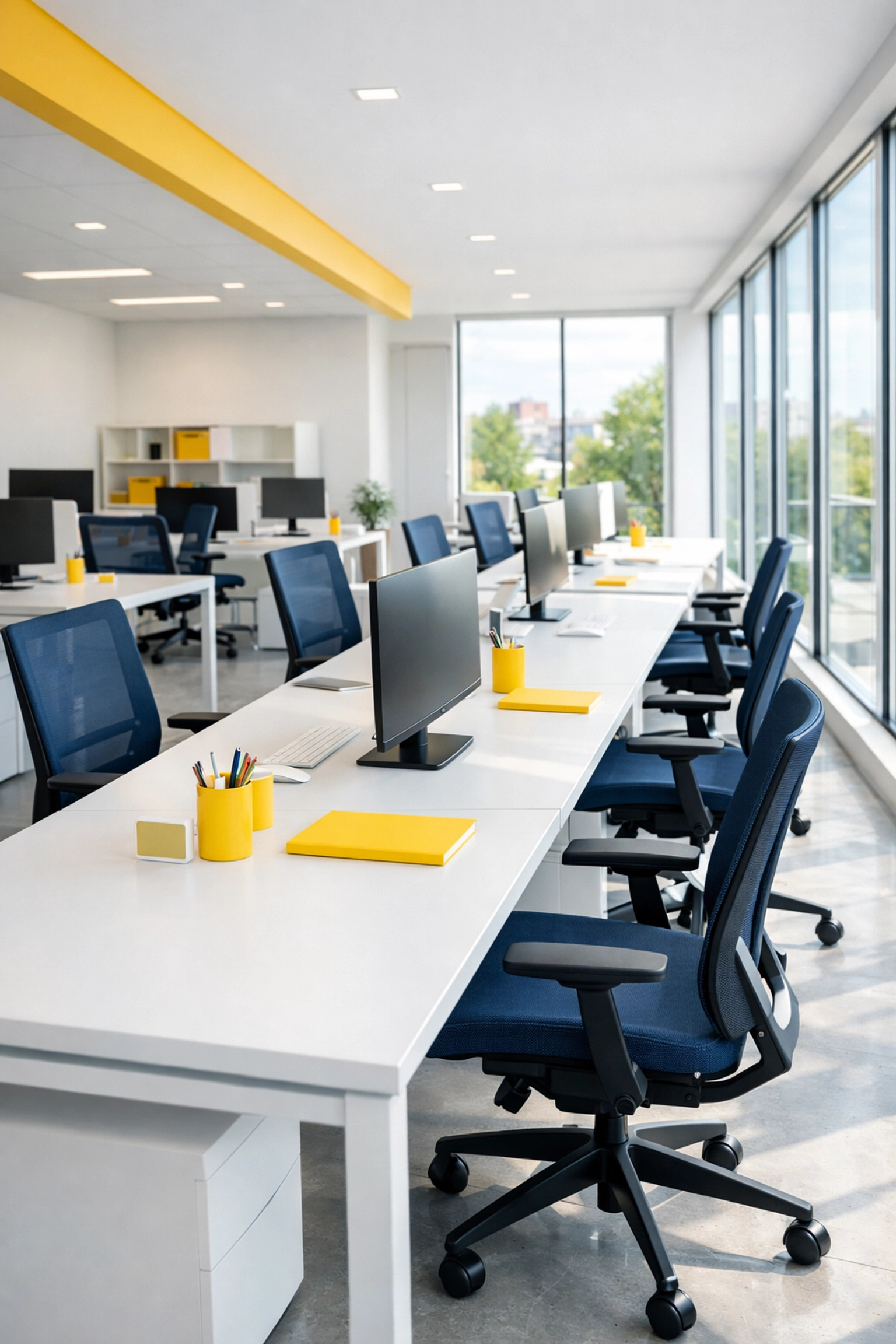 Organized open office in Winchester, MA, showcasing professional commercial cleaning services.