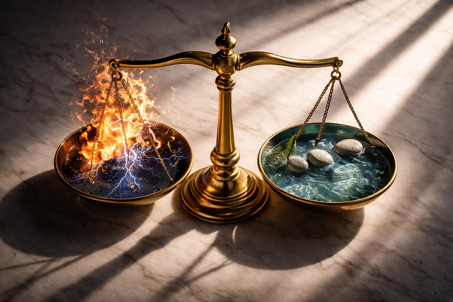 Balanced brass scale symbolizing investment risk versus stability in accredited investor portfolios.