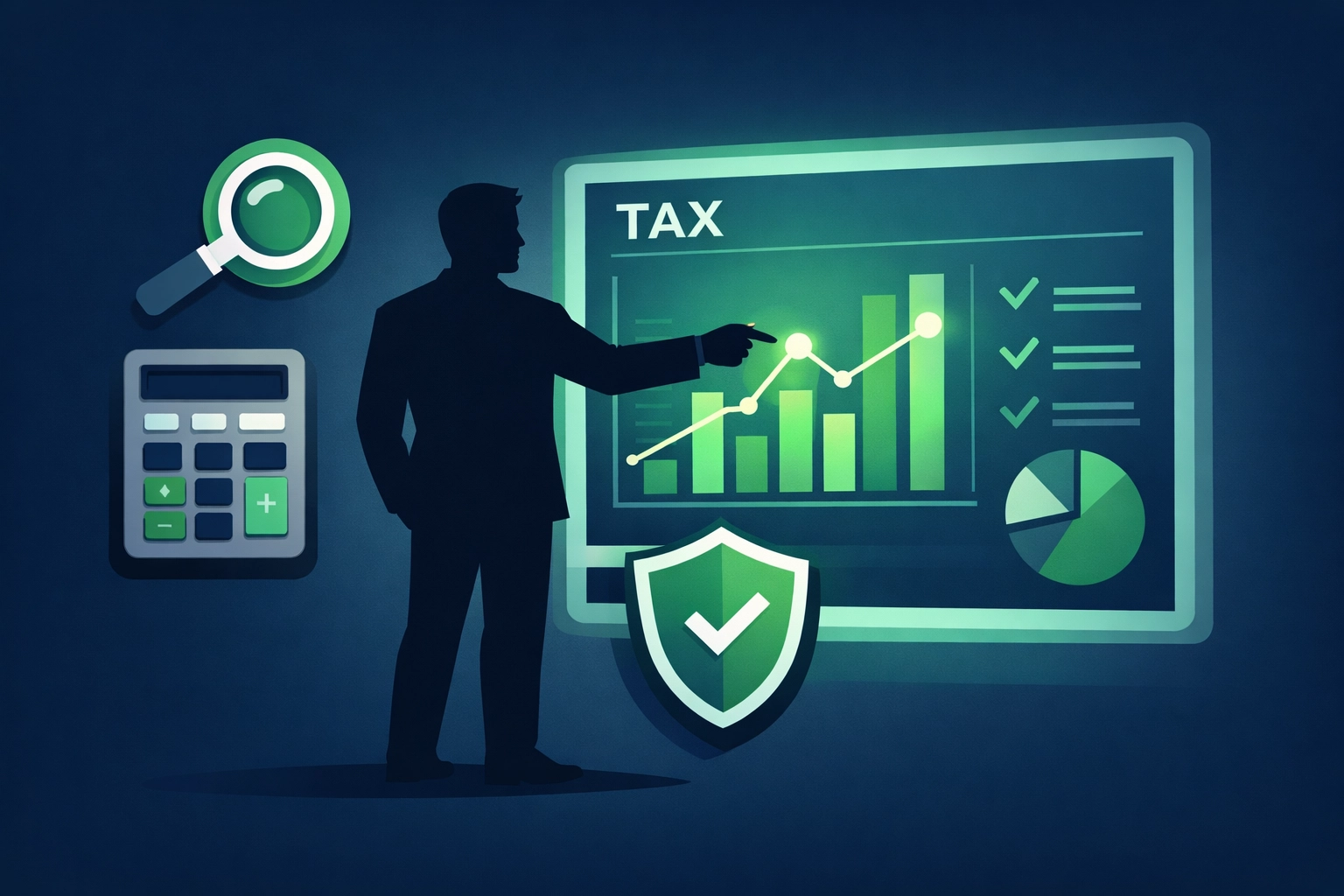 Professional tax advisor analyzing data on a digital interface to maximize your refund.