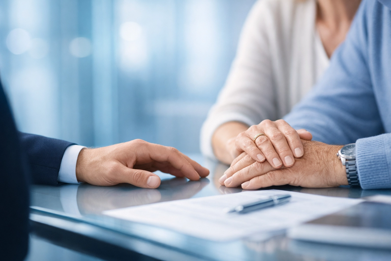 Legal advisor helping a couple understand power of attorney Florida requirements to avoid probate.