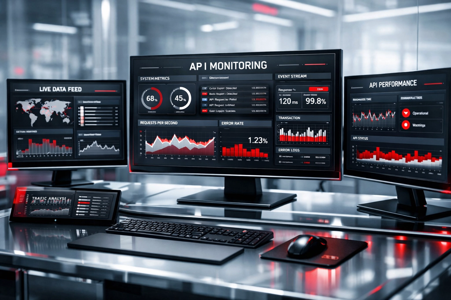 Real-time monitoring dashboard showing AI agent observability and event stream analytics