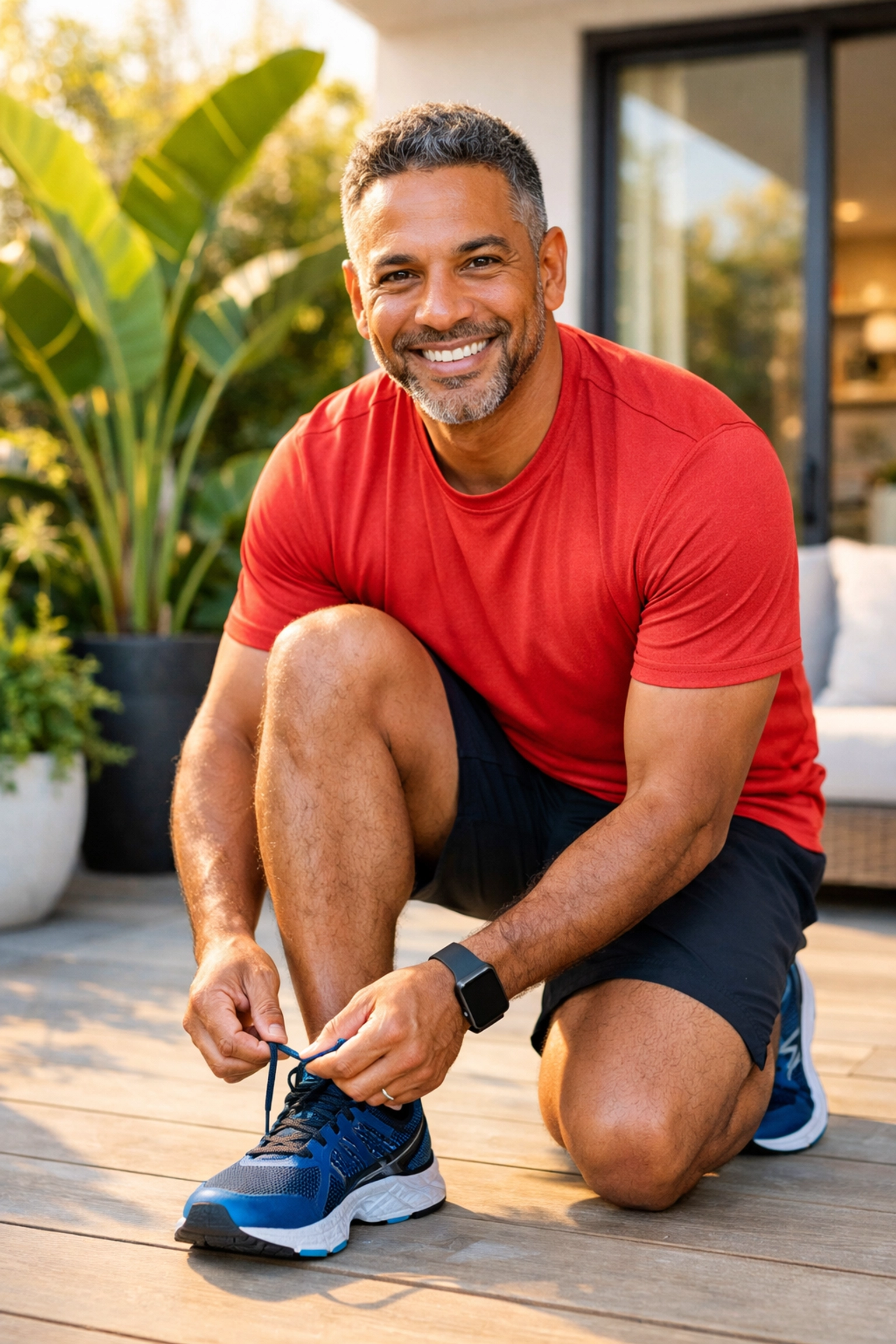 Active man preparing for a healthy lifestyle during a supervised medical weight loss program.