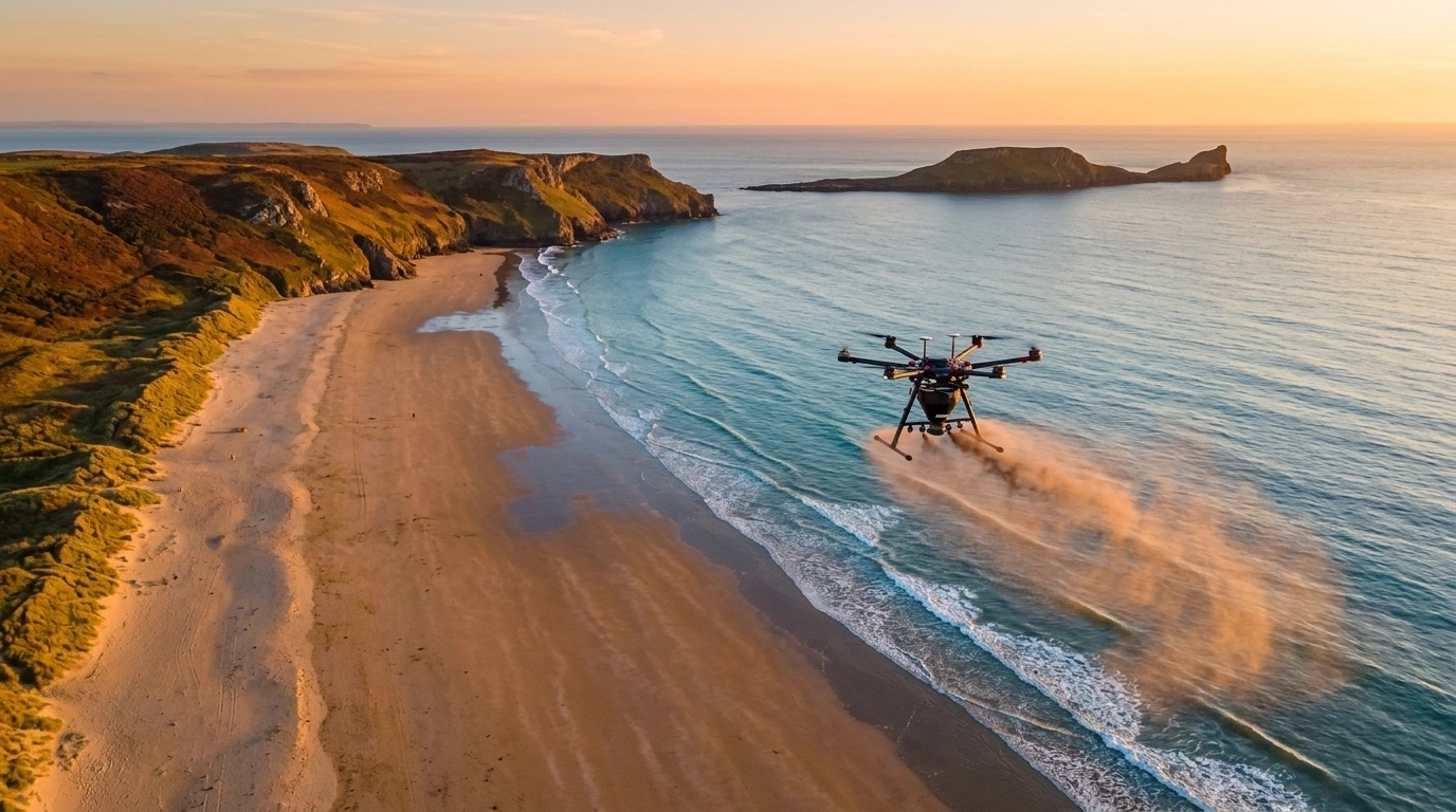 Rhossili Bay Drone Ash Scattering