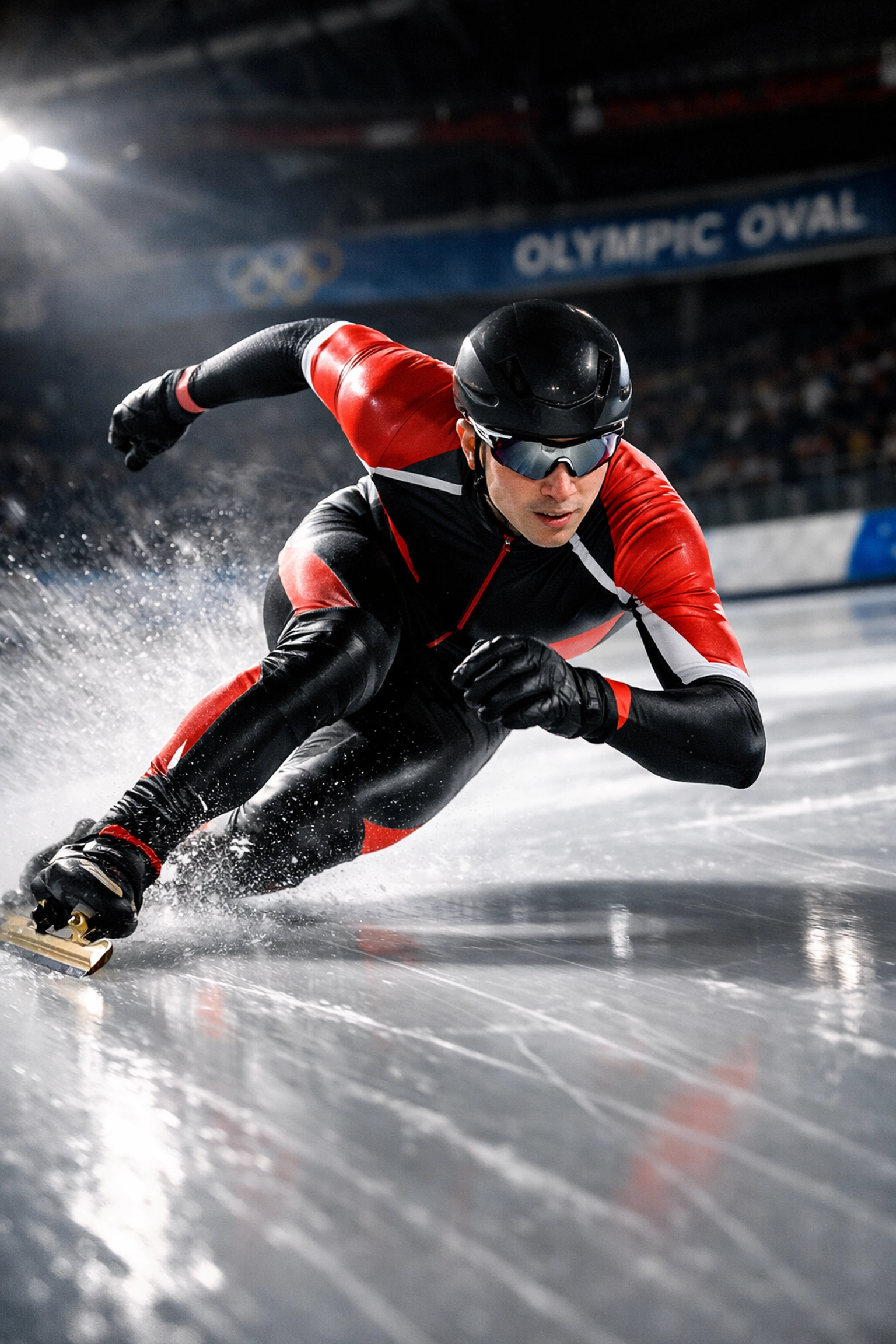 Speed skater training at Calgary Olympic Oval ahead of 2026 Winter Olympics