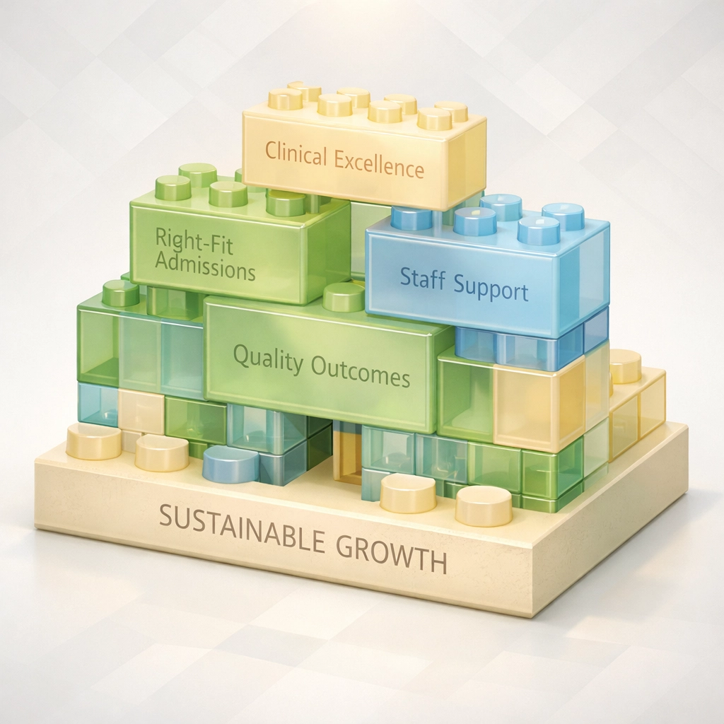 Foundation of sustainable treatment facility growth with clinical excellence and quality outcomes