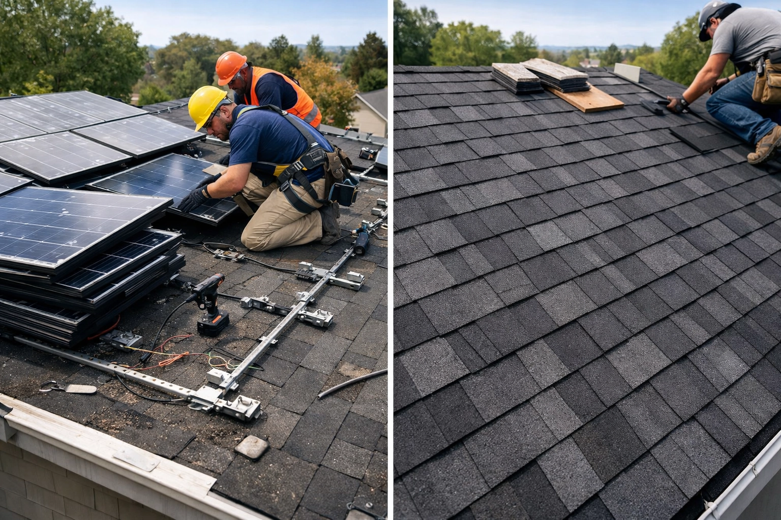 Comparison of costly solar panel removal versus proper roof replacement sequence