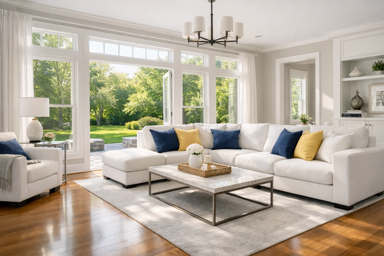 Impeccably clean Chelmsford living room from a weekly house cleaning service.