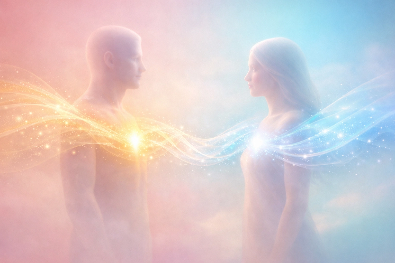 Two people exchanging energy demonstrating clairsentient emotional connection and empathic abilities
