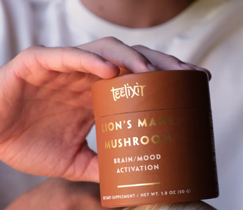Teelixir Lion's Mane mushroom powder for focus, mental clarity, and skin regeneration