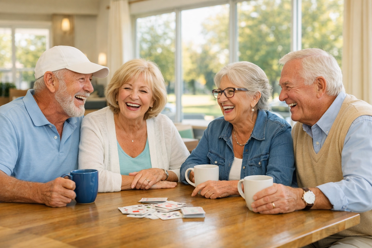 Active seniors enjoying social life at Flowers Mill, a leading retirement community in Bucks County PA.
