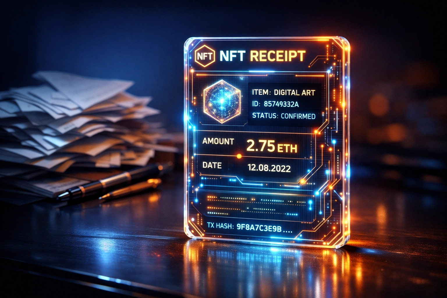 Digital NFT receipts for accounting replacing paper invoices in the Larecoin.ai Web3 global payment ecosystem.