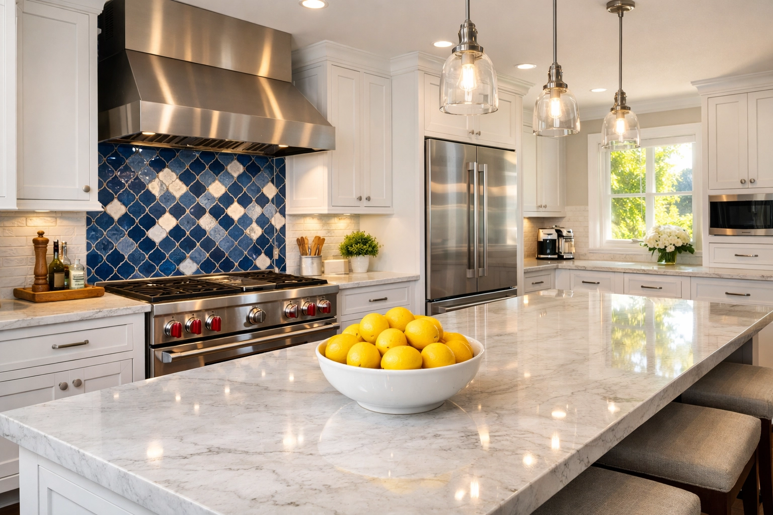 Immaculate modern kitchen in Fitchburg, MA, featuring deep-cleaned stainless steel stove and white cabinets.