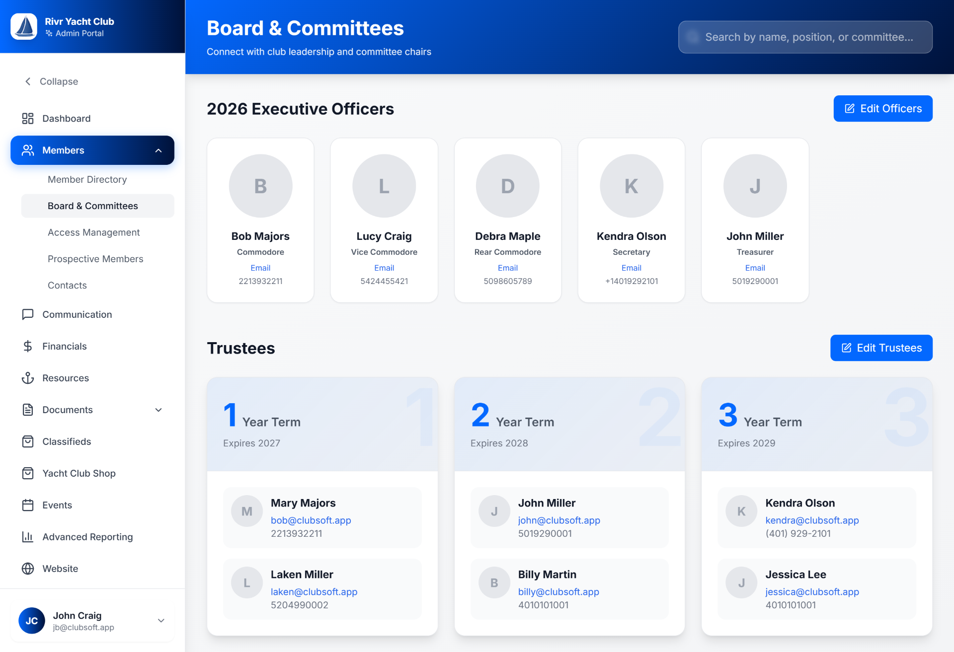 Board & Committees dashboard