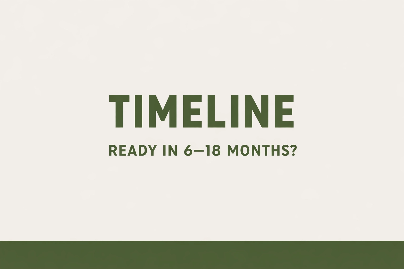 Timeline branded text banner in army green and greige