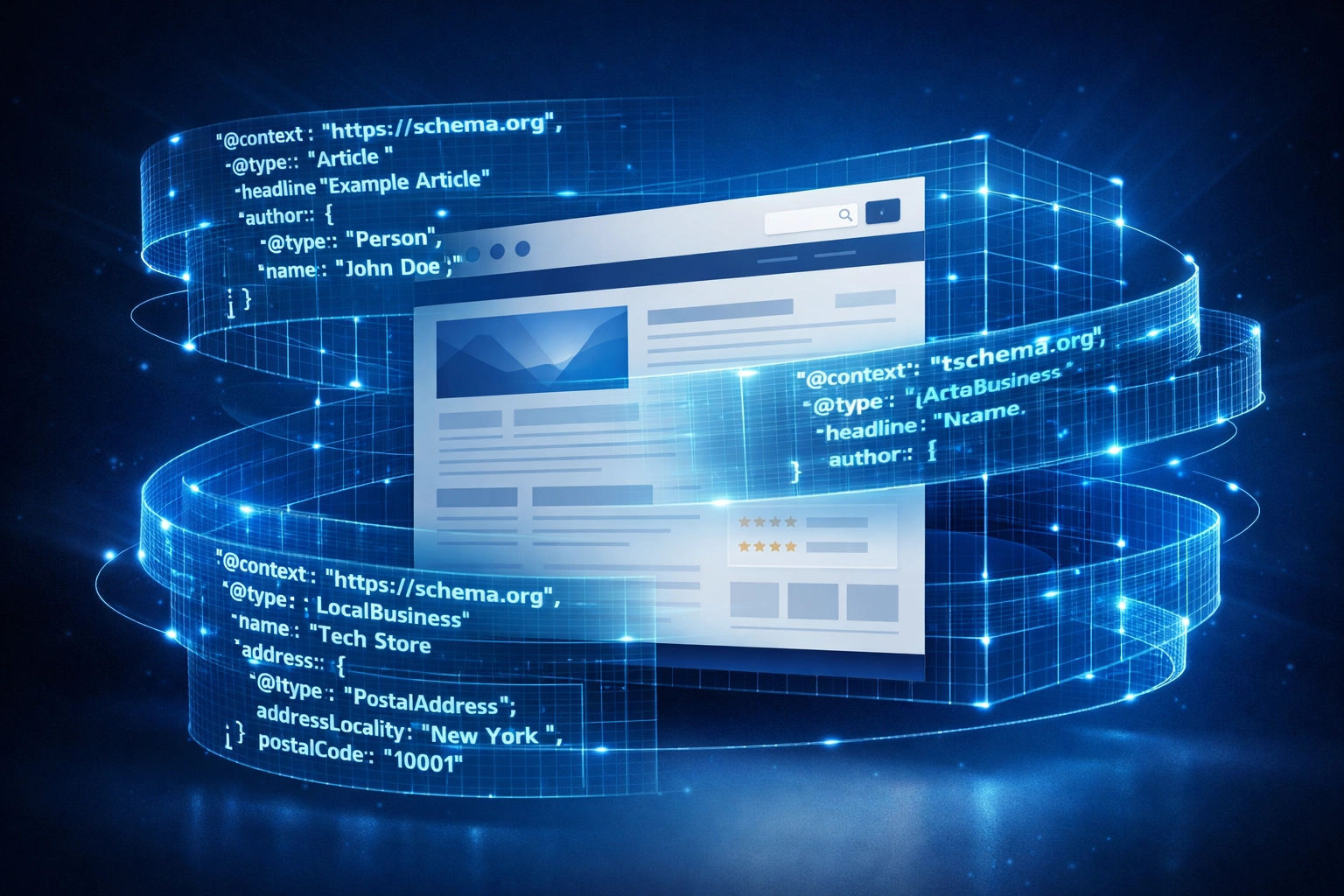 Visualisation des données structurées Schema autour d'une page web pour le SEO