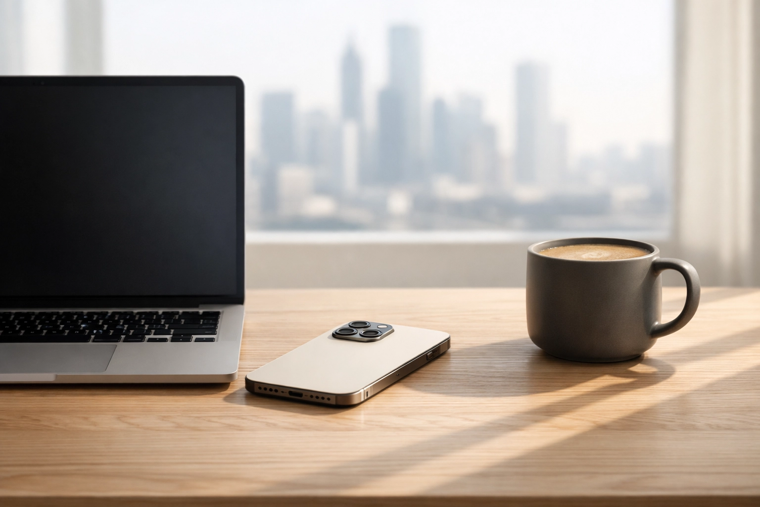 Workplace with devices displaying hotel CRM data and automated revenue management tools.