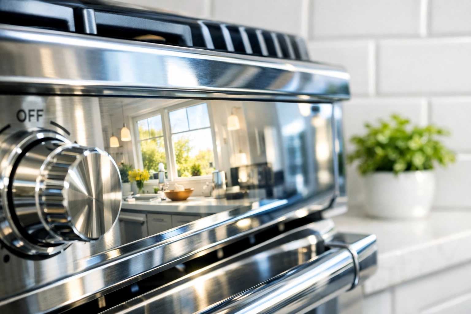 Streak-free stainless steel stove and clean grout, part of premium residential cleaning Massachusetts services.