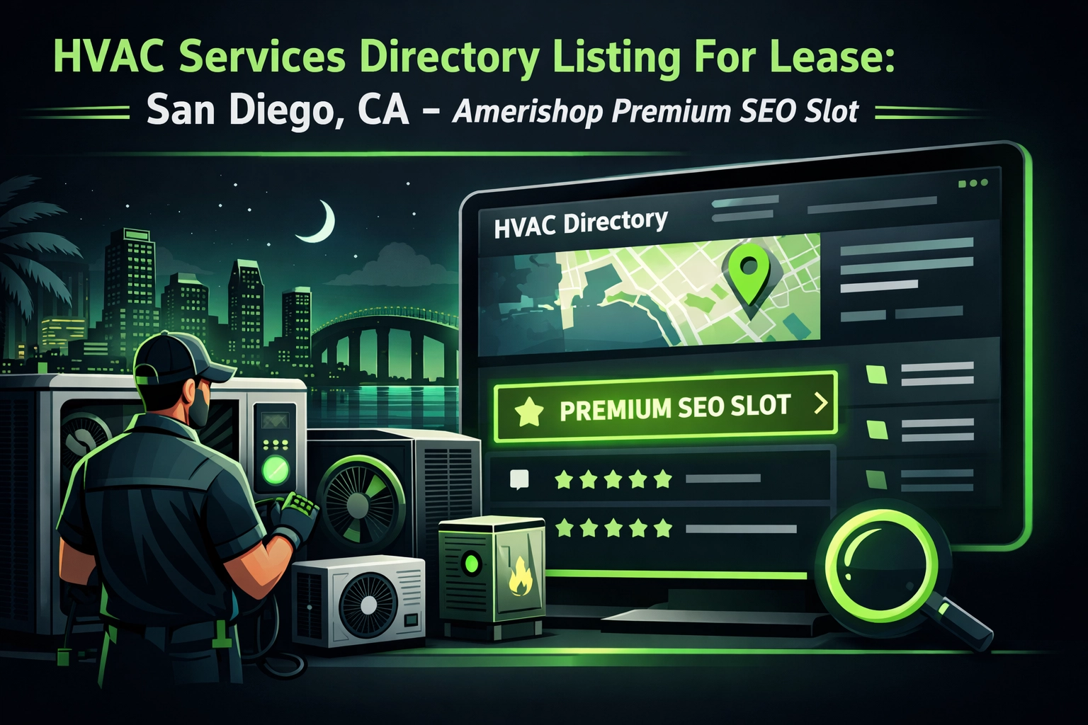 [HERO] HVAC Services Directory Listing For Lease: San Diego, CA - Amerishop Premium SEO Slot