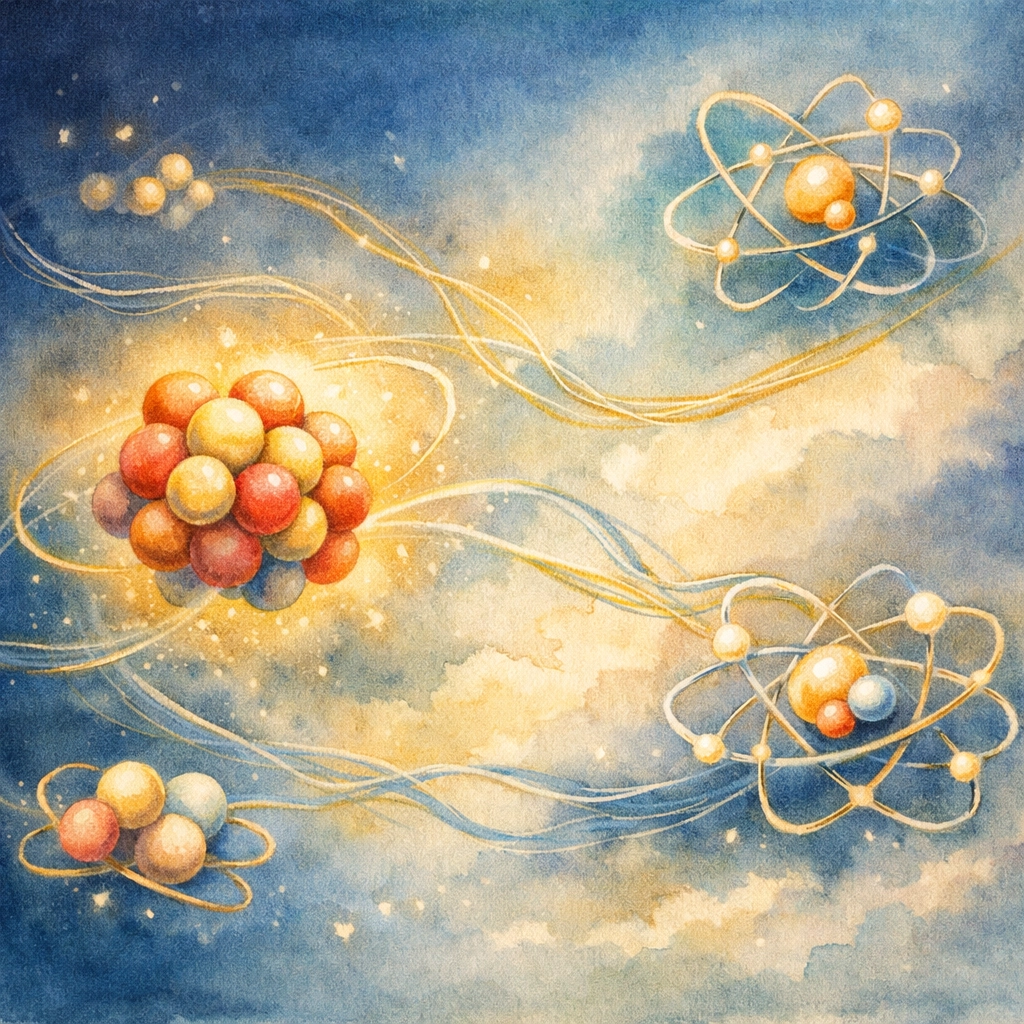 Atomic structures showing balanced nuclear forces demonstrating fine-tuning in nature