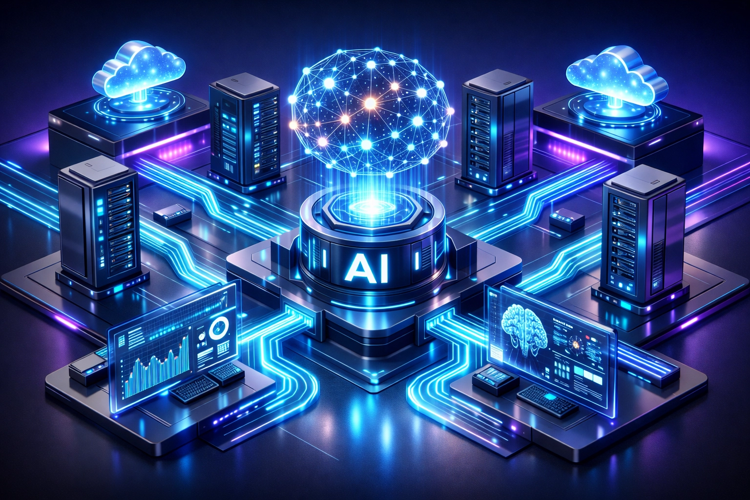 Agentic AI neural network system managing ServiceNow ITOM infrastructure and predictive analytics