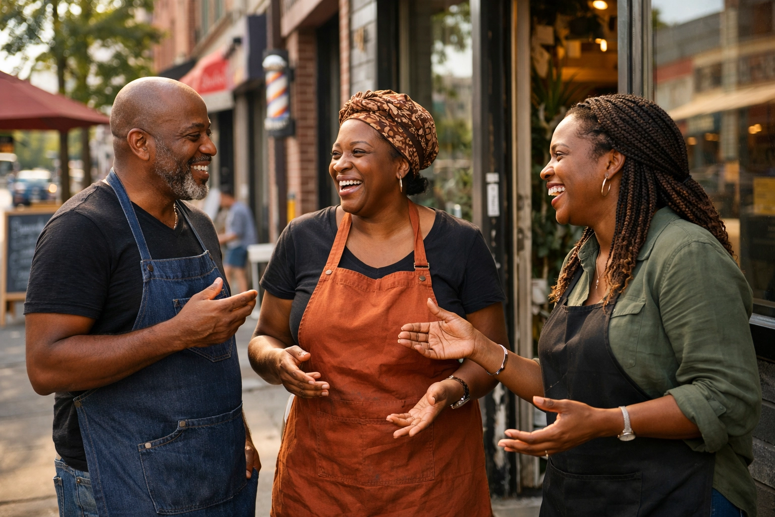 Local business owners sharing advice and support in GSC network community