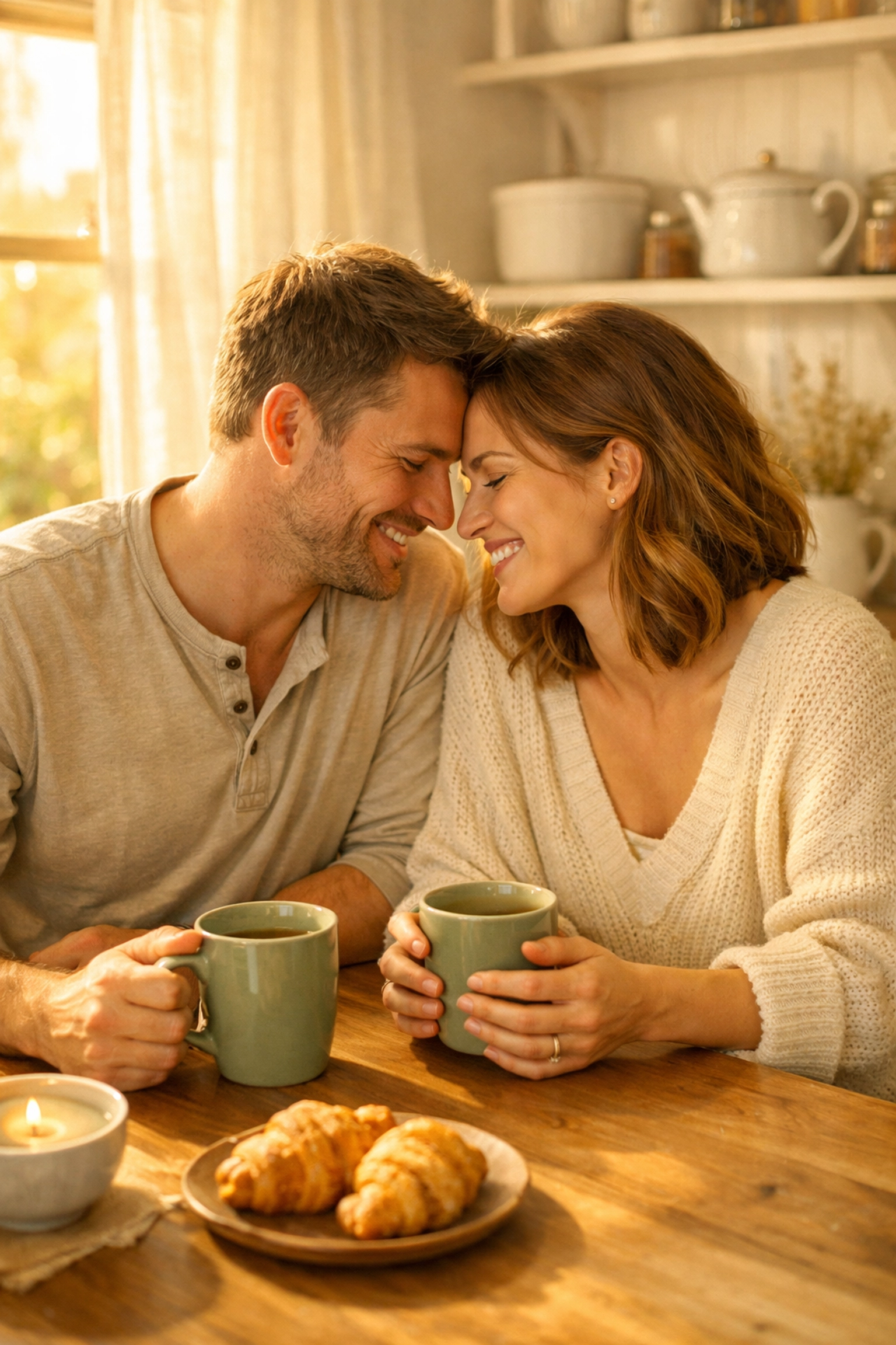 Couple enjoying morning coffee together as a daily ritual of connection