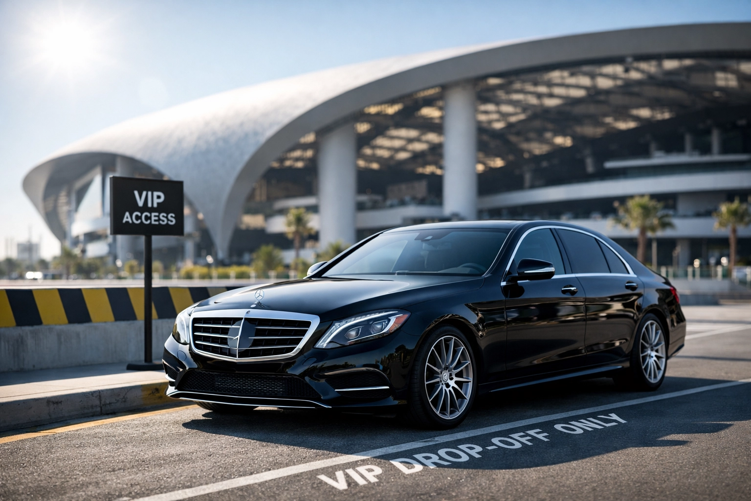 Luxury corporate car service for executive Super Bowl transportation in restricted VIP stadium zones.