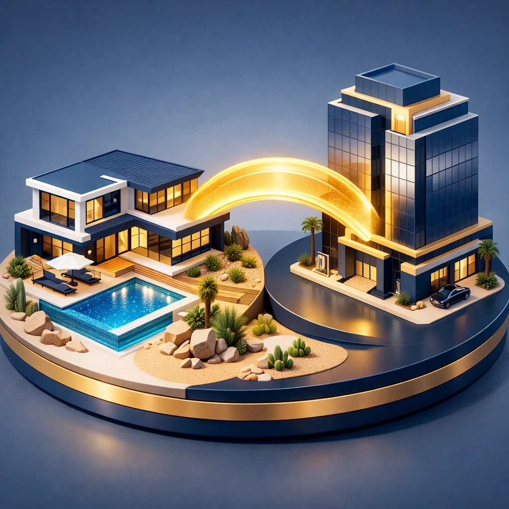 Illustration showing the one-stop solution of real estate and mortgage financing.