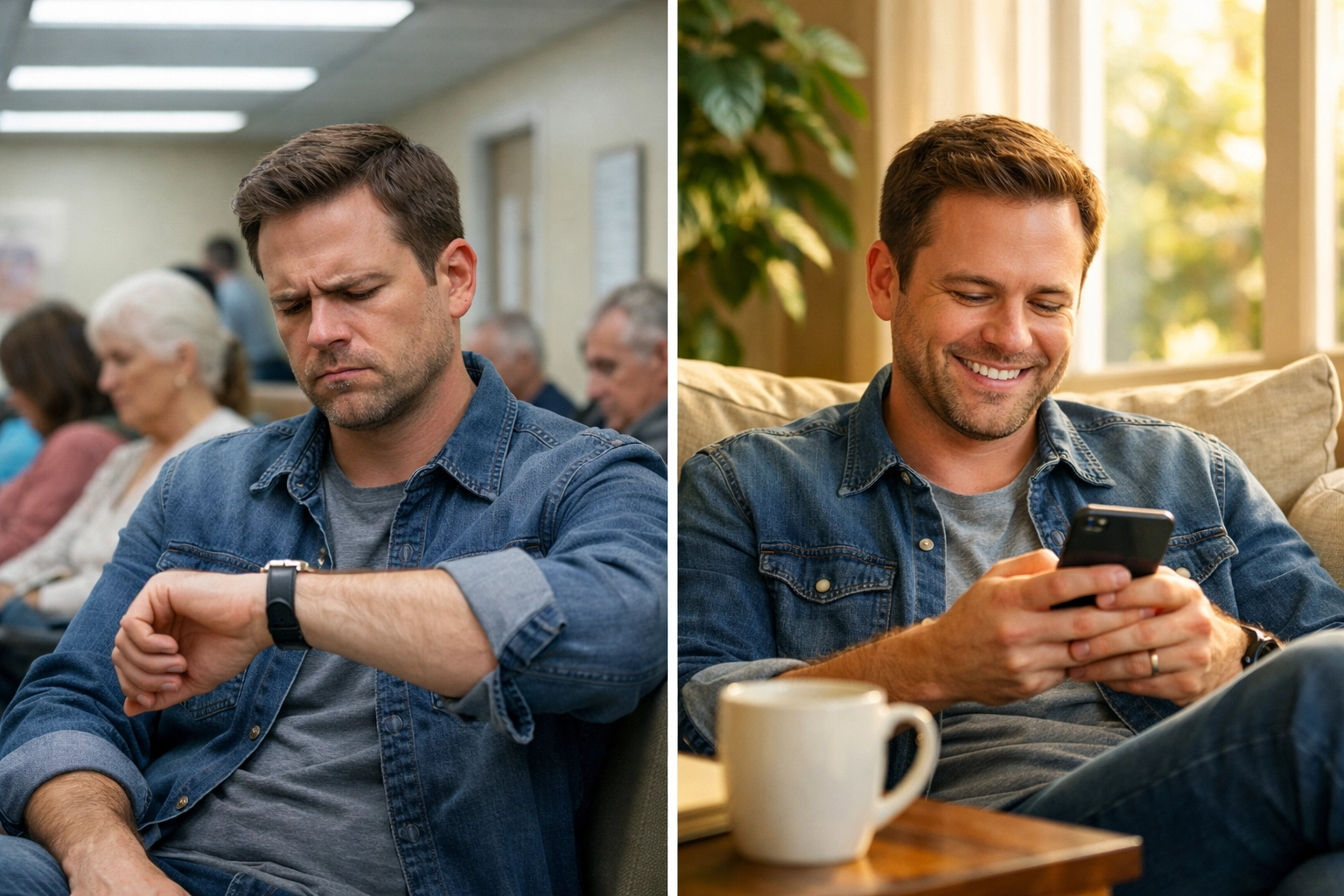 Comparison of traditional waiting room visit versus convenient at-home telehealth consultation