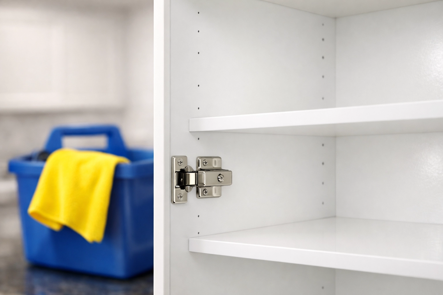 Detail-oriented interior cleaning of kitchen cabinets by a move-in cleaning service in Massachusetts.