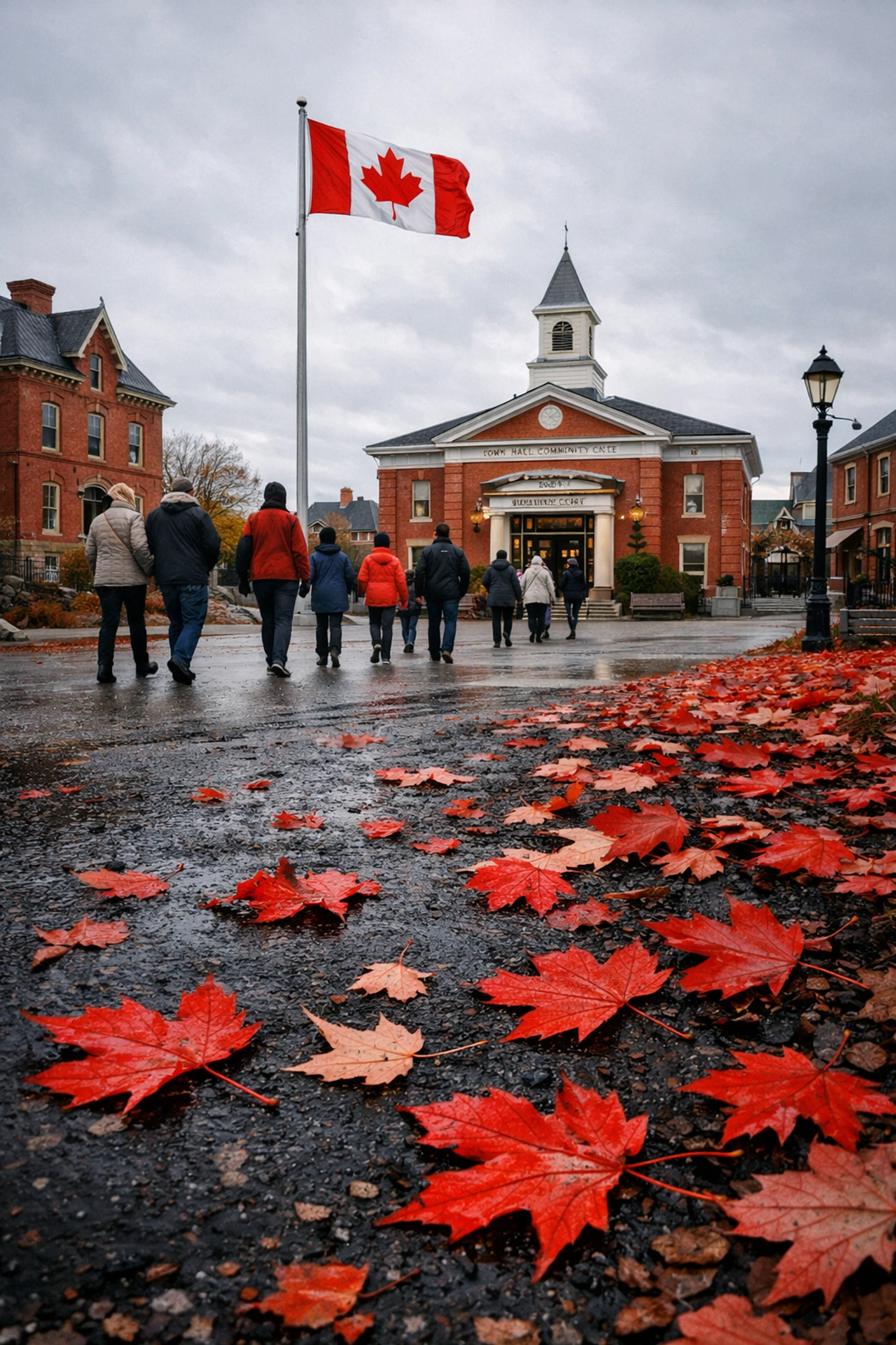A diverse community in a rural Canadian town highlighting regional immigration and newcomer integration.