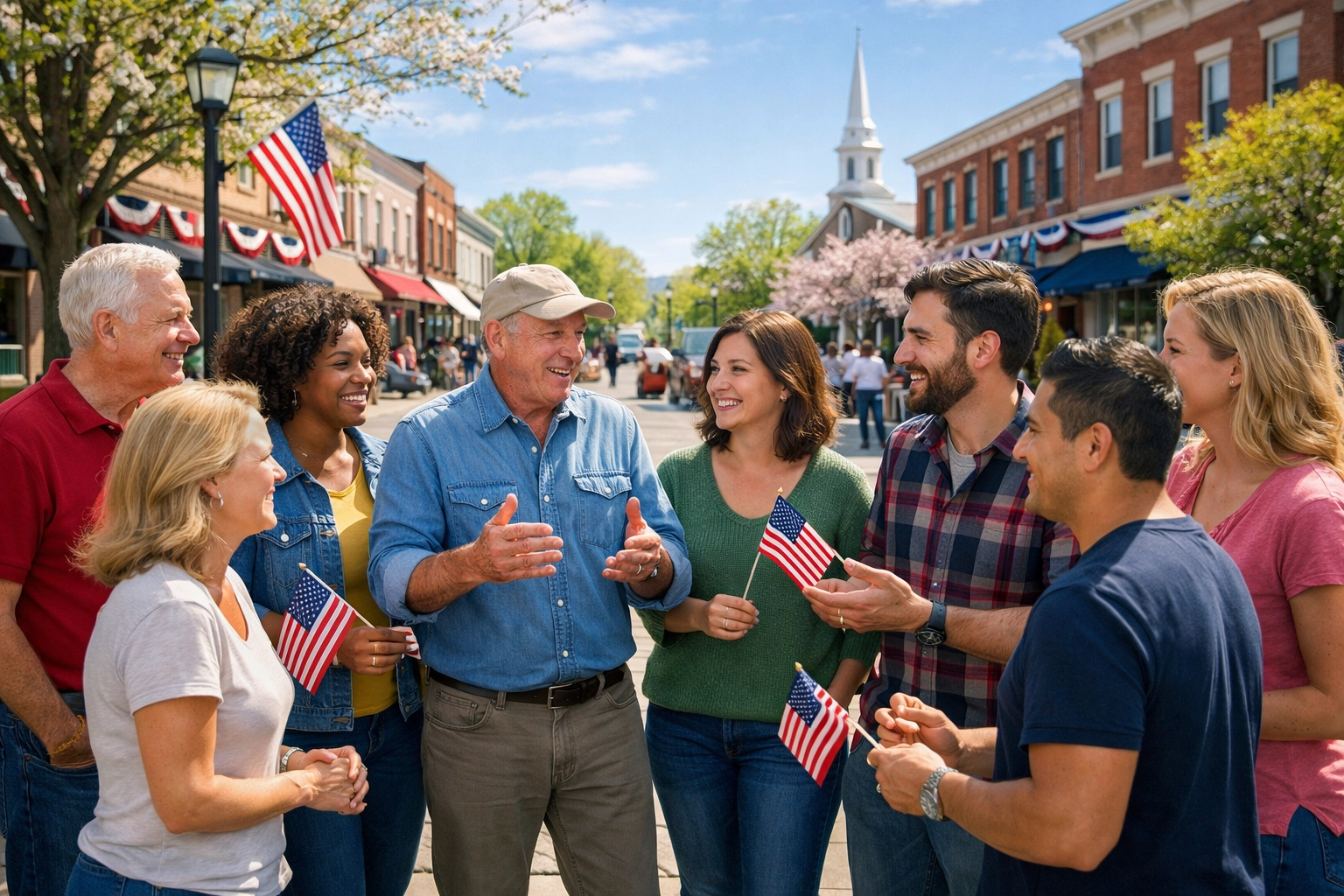 American citizens gathered for civic engagement and unity, supporting the Pledge Allegiance mission.