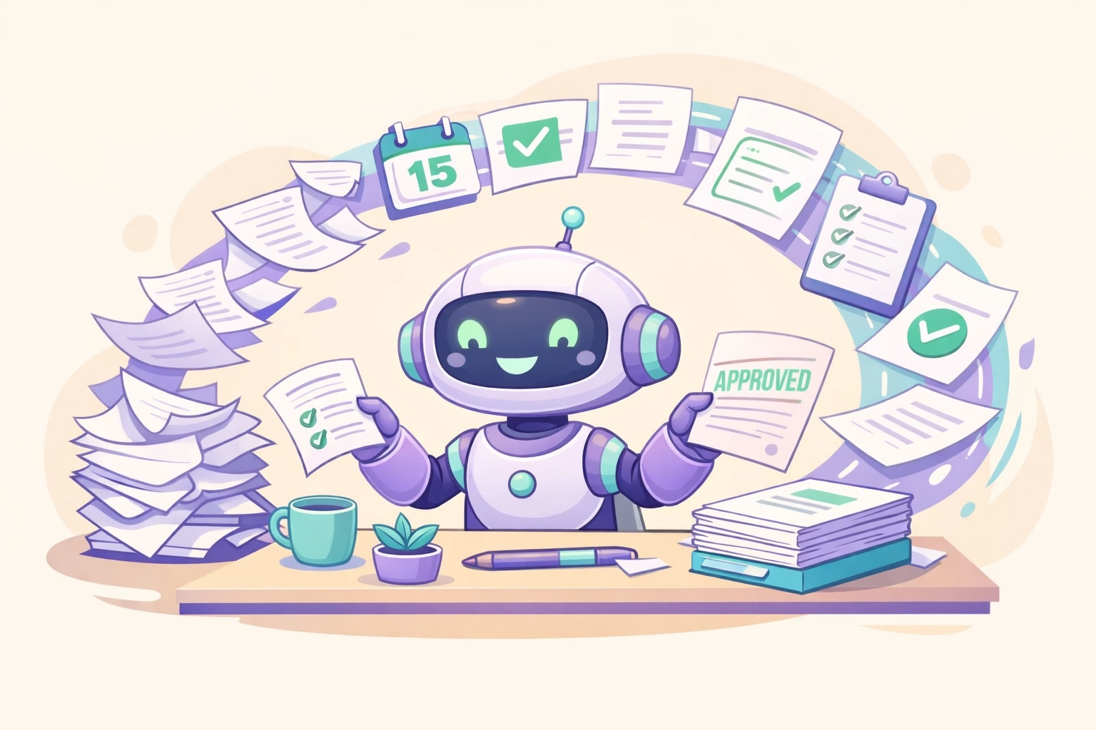 Automated workflow processing approvals and tasks in unified business management system