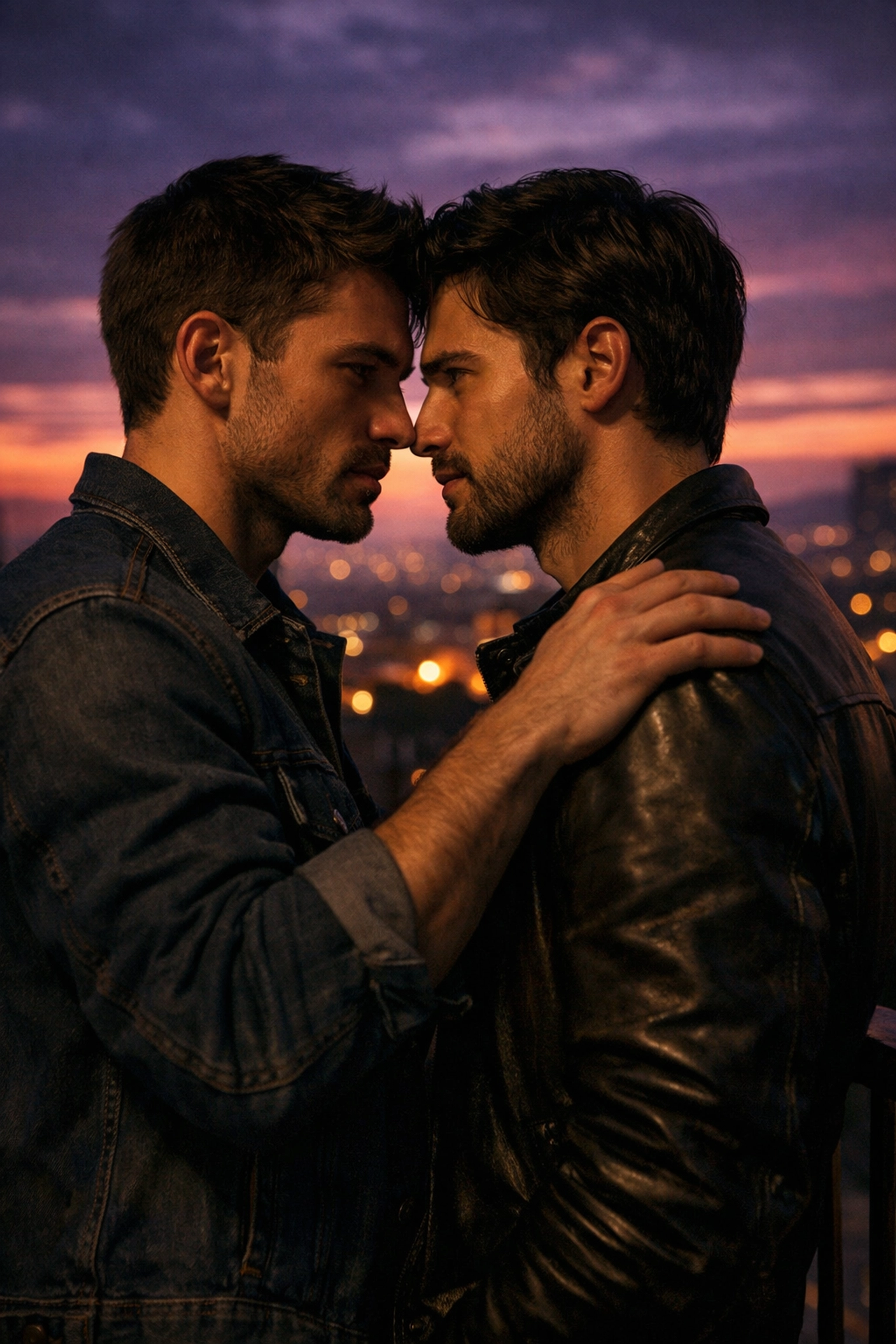 A romantic scene of two men on a balcony, illustrating the emotional depth of popular MM romance novels.