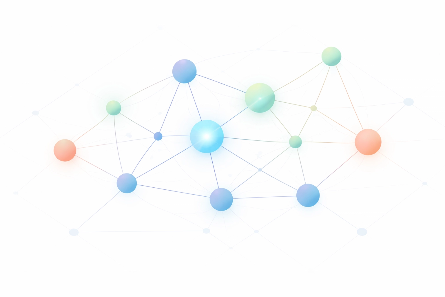 Minimalist diagram of data nodes illustrates multi-touch attribution for patient journey analytics