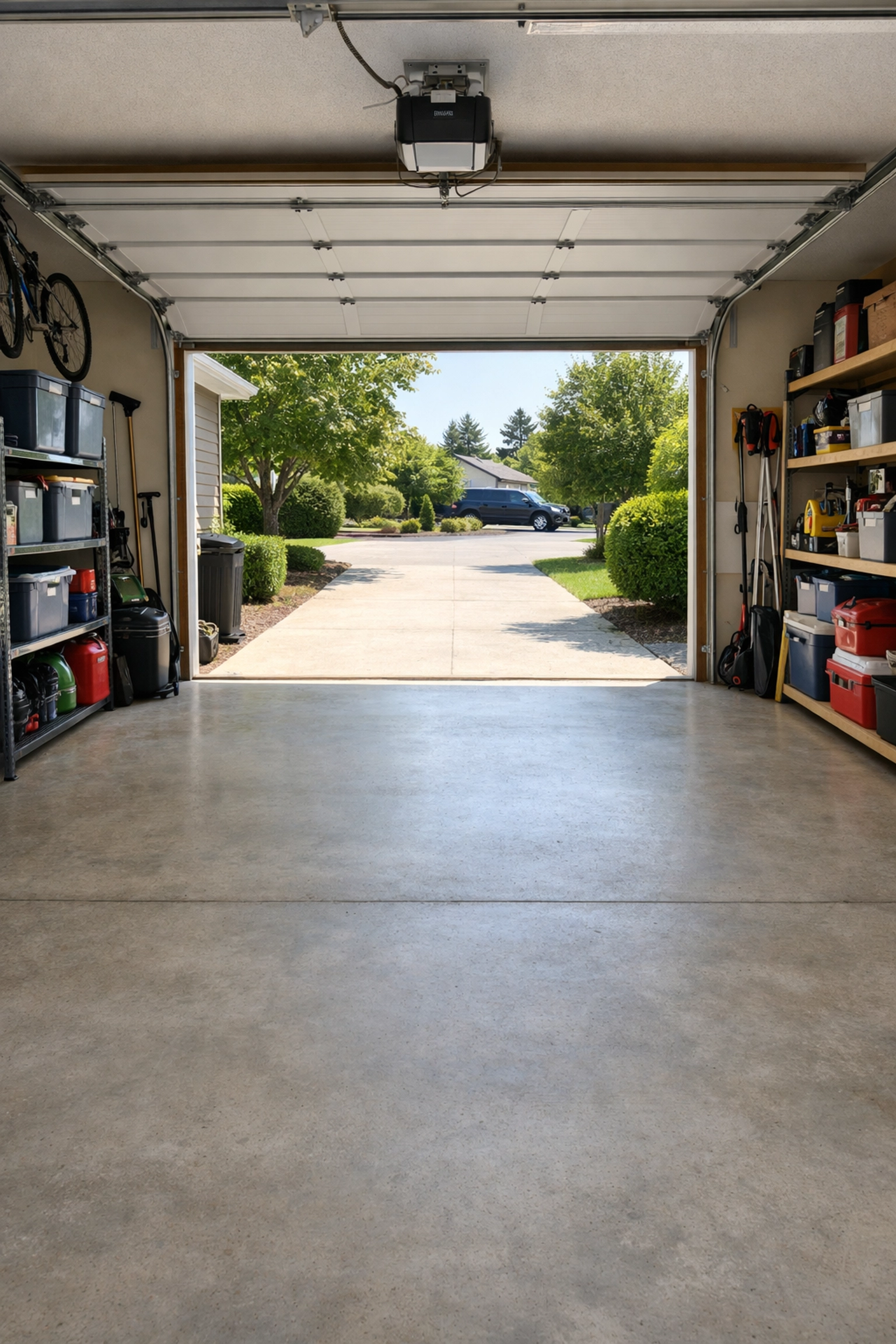 Clear pathway through organized garage ready for efficient junk removal service