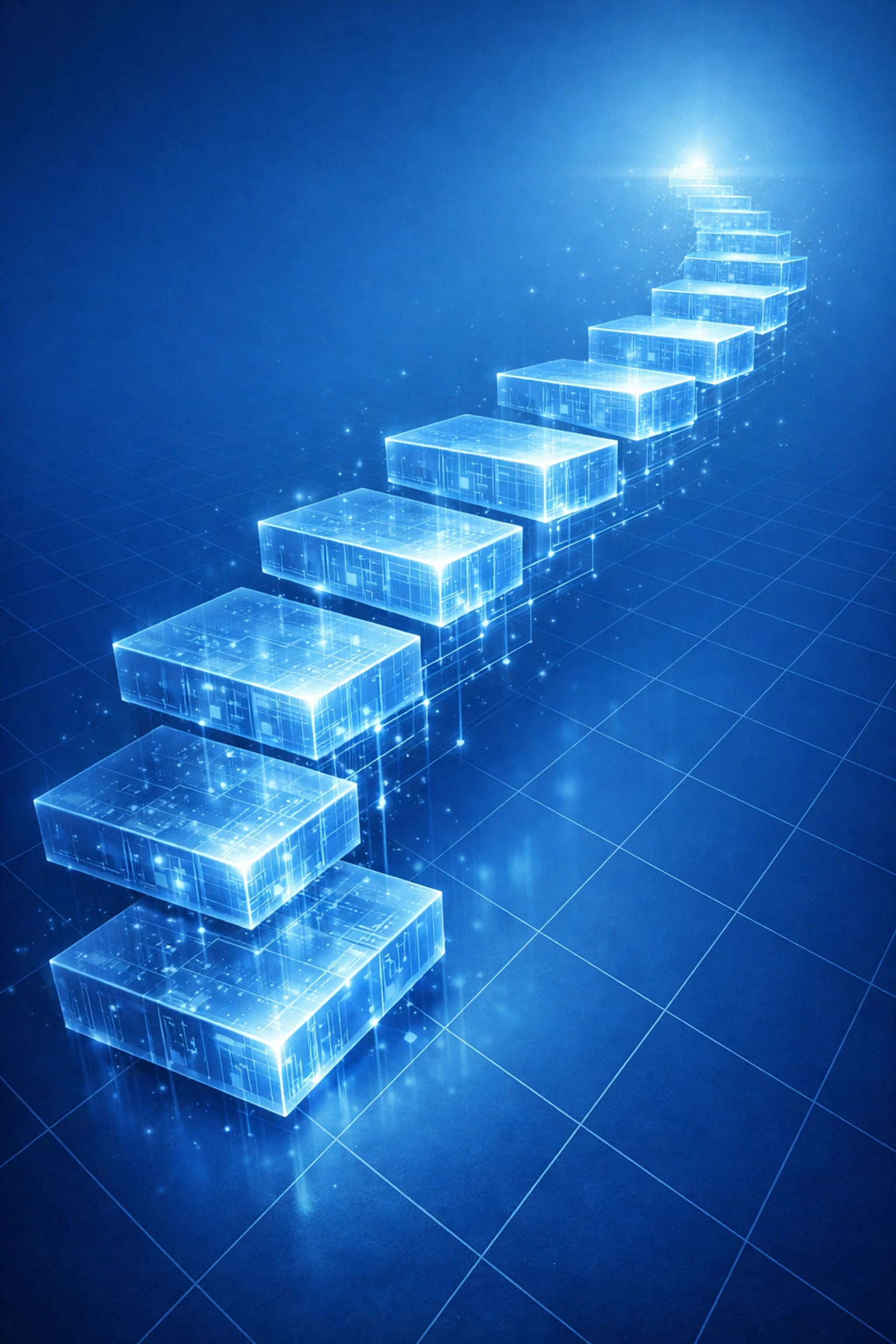 Digital staircase showing an AI tech stack building higher accountancy practice valuation.
