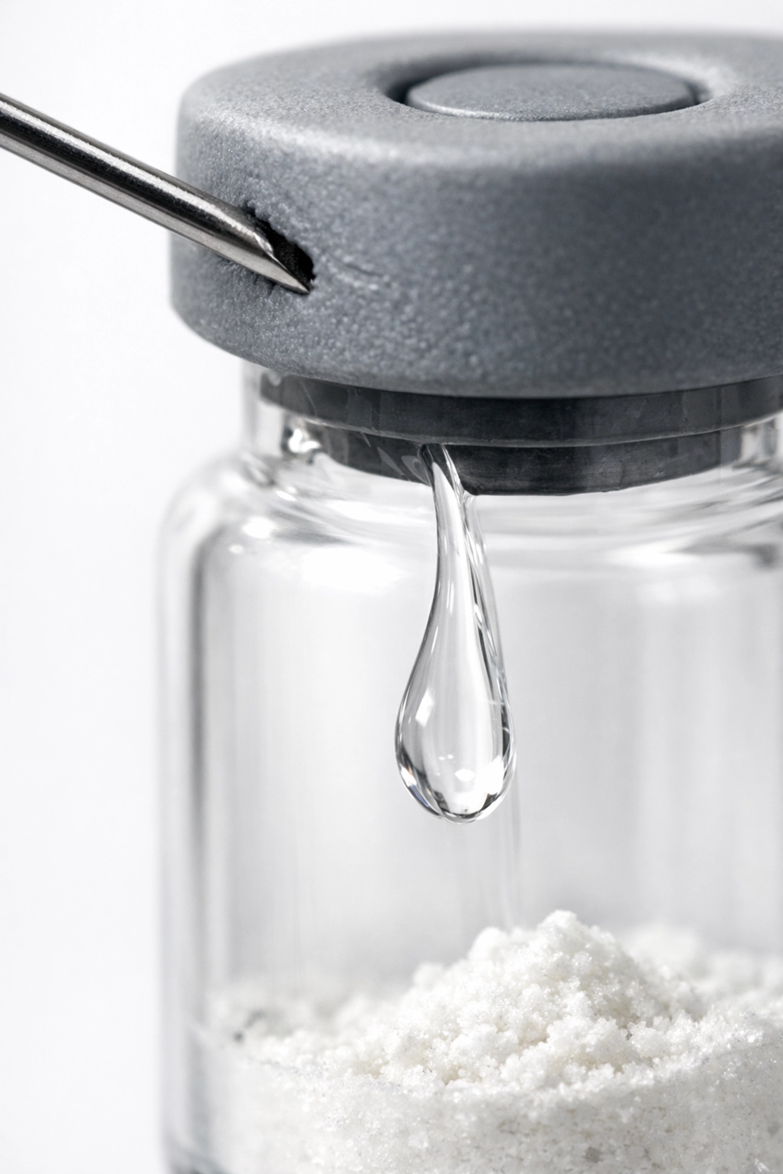 Adding bac water for peptides using the side-wall technique to ensure proper reconstitution.