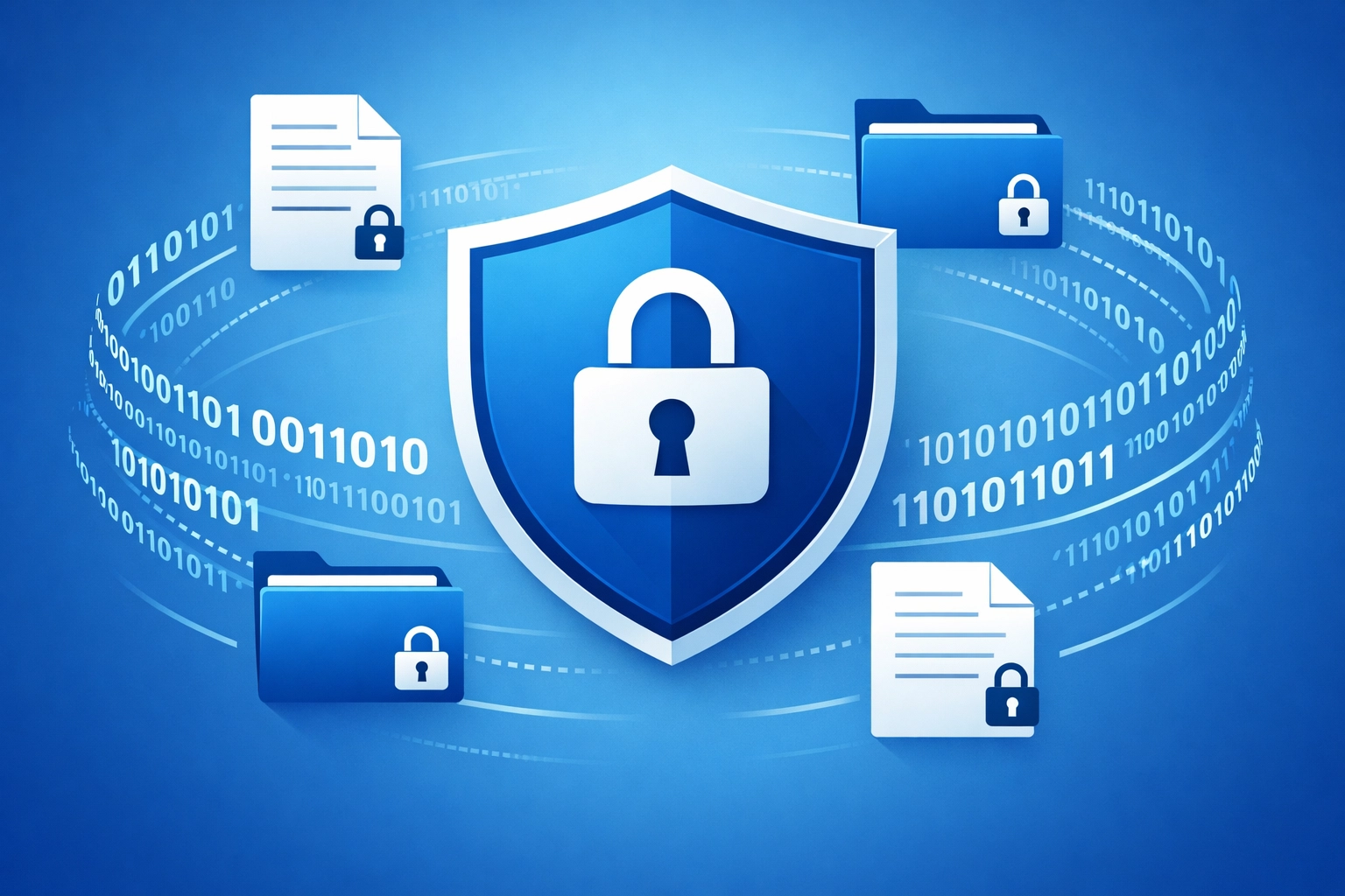 Encrypted backup security with shield protecting business data files