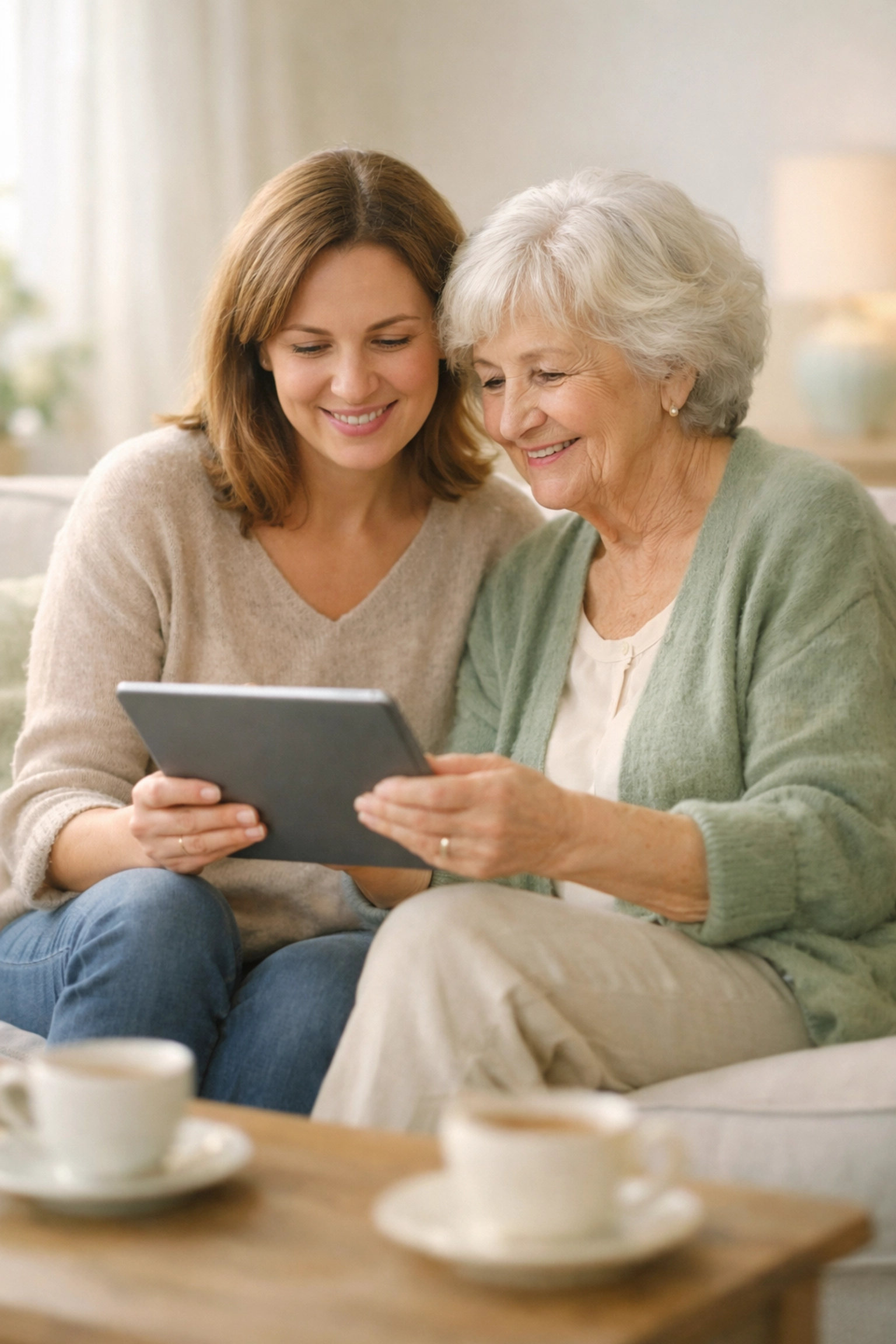 Family discussing senior living options and care costs together in Sarasota