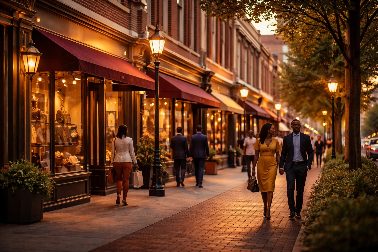Black Wall Street's Legacy Matters: How to Buy Black and Build Community Wealth Today Thriving Black business district at sunset showing local shops and community wealth-building in action