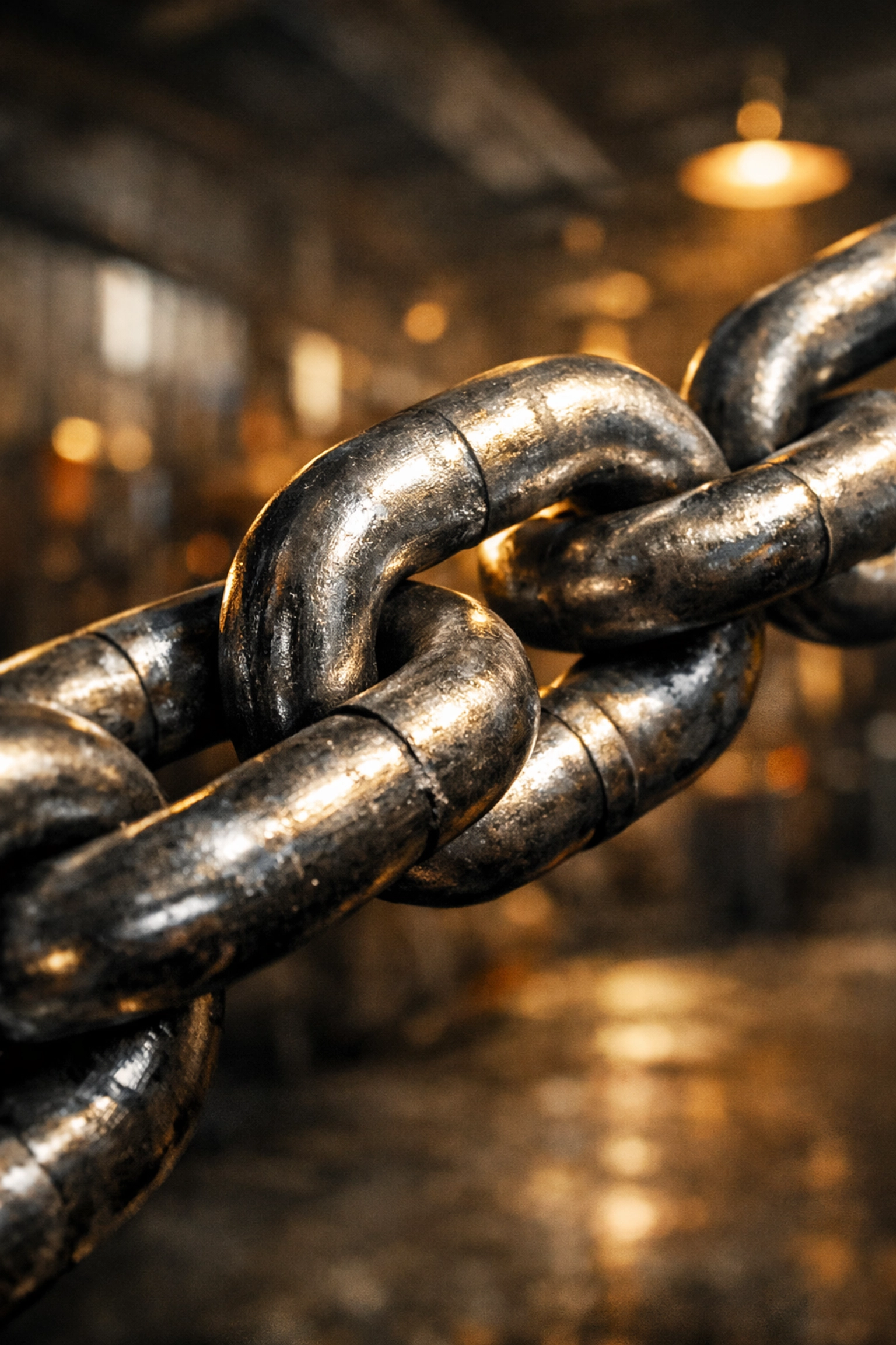 Strong chain links representing supply chain dependencies in business operations